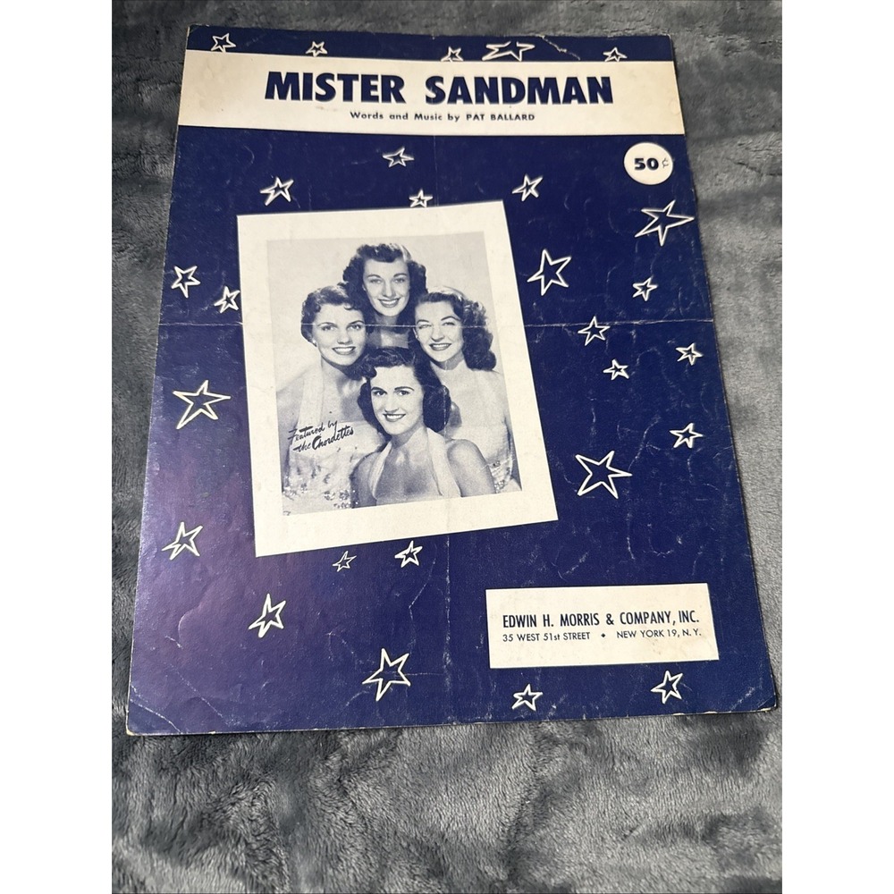 VINTAGE SHEET MUSIC 1954 MISTER SANDMAN SUNG BY THE CHORDETTES